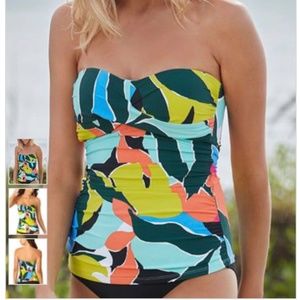 Anne Cole, Yellow & Navy Floral Tankini Top